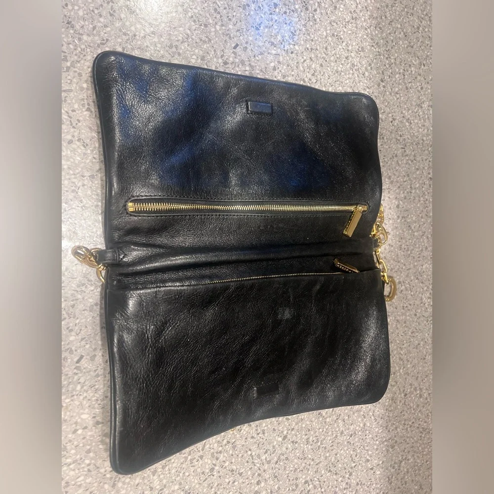 Authentic Tory Burch “Reva” Black Leather Fancy Shoulder Bag - Picture 8 of 10